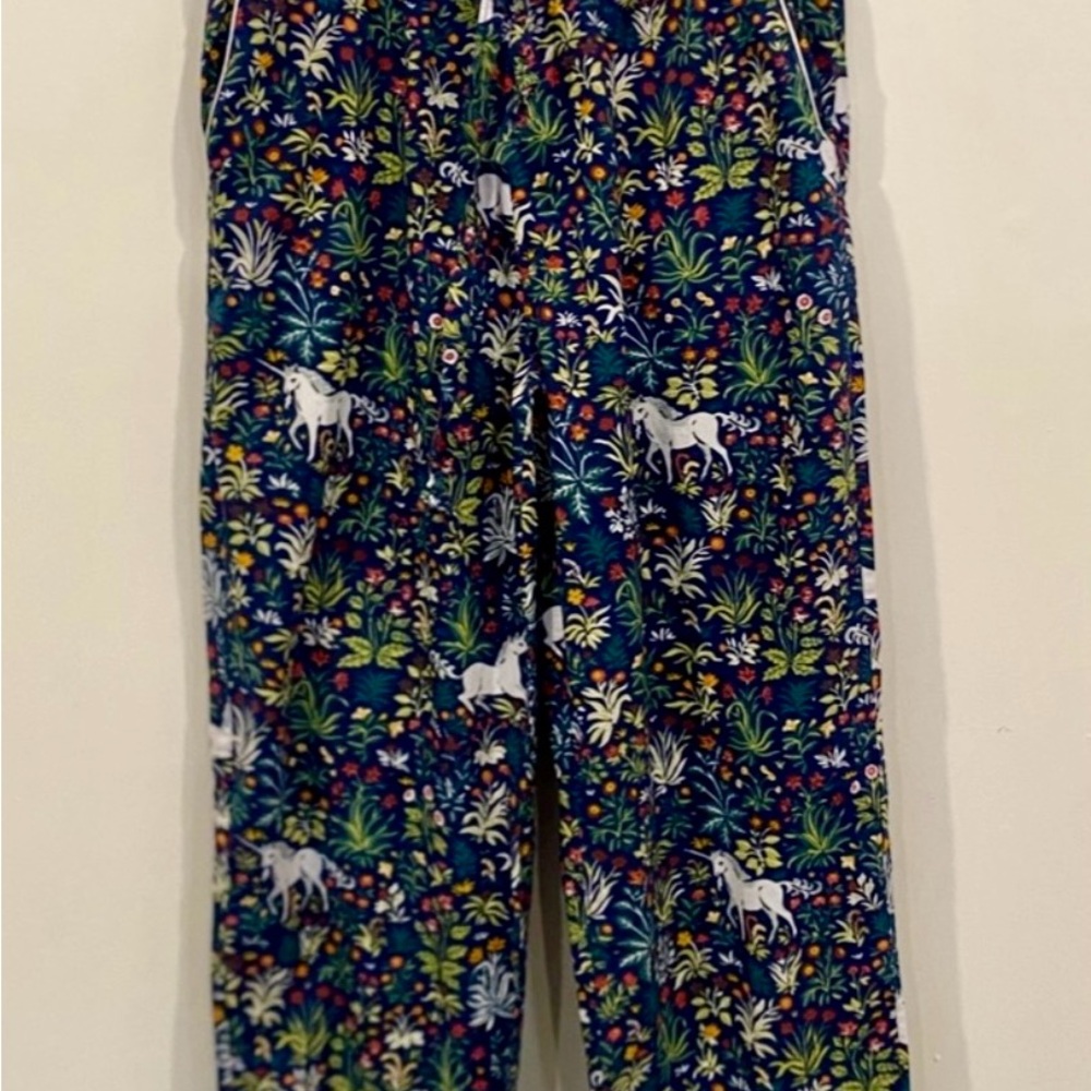 Printfresh Whimsical Unicorn Garden Long Pajama Set in Navy Size Small - Picture 9 of 12